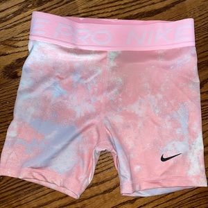 NWOT— Nike pro pink tie dye compression shorts